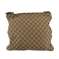 Gucci Double Pocket Web Messenger Gg Canvas Brown Canvas Shoulder Bag Bag (Pre-Loved)