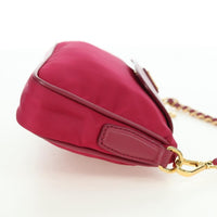 Prada Chain Crossbody Bag Tessuto And Saffiano Leather Pink Nylon Shoulder Bag Bag (Pre-Loved)