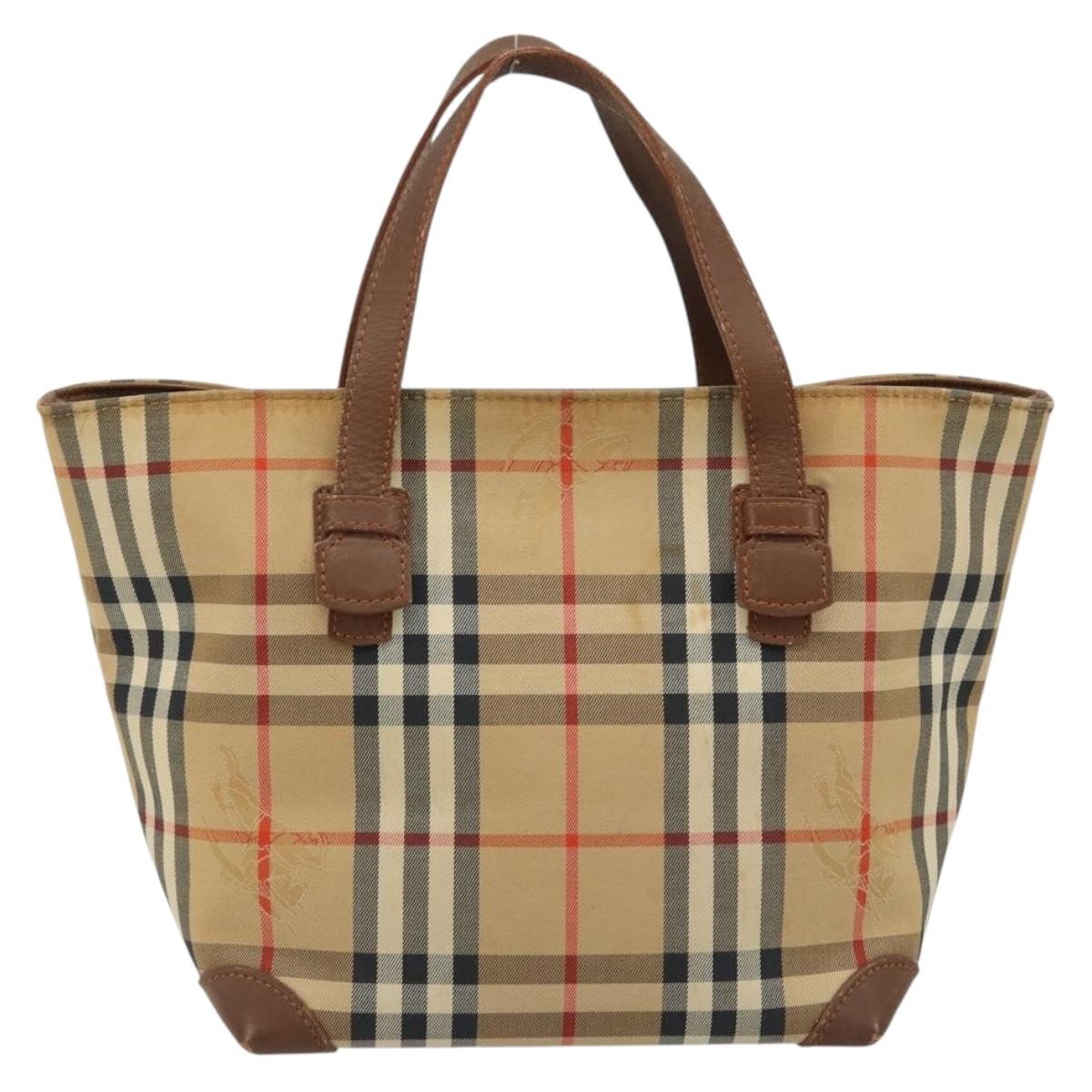 Burberry Nova Check Tote Canvas Check Pattern Beige Canvas Tote Bag Bag (Authentic Pre-Loved)