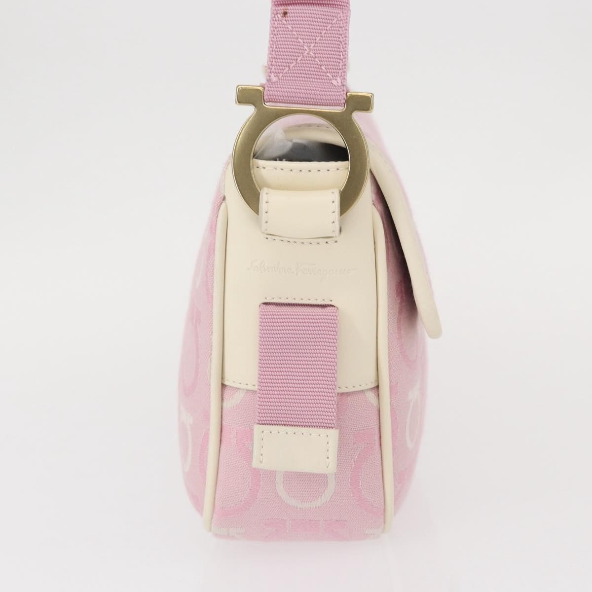 Salvatore Ferragamo Gancini Shoulder Bag Canvas Pink Canvas Shoulder Bag Bag (Pre-Loved)
