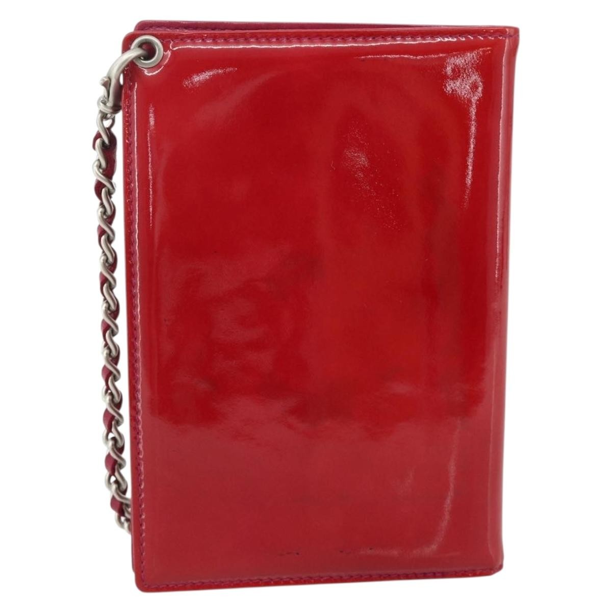 Chanel Chanel Vintage Cc Bifold Card Holder Patent Leather Red Patent_Leather Card Holders Accessory (Pre-Loved)