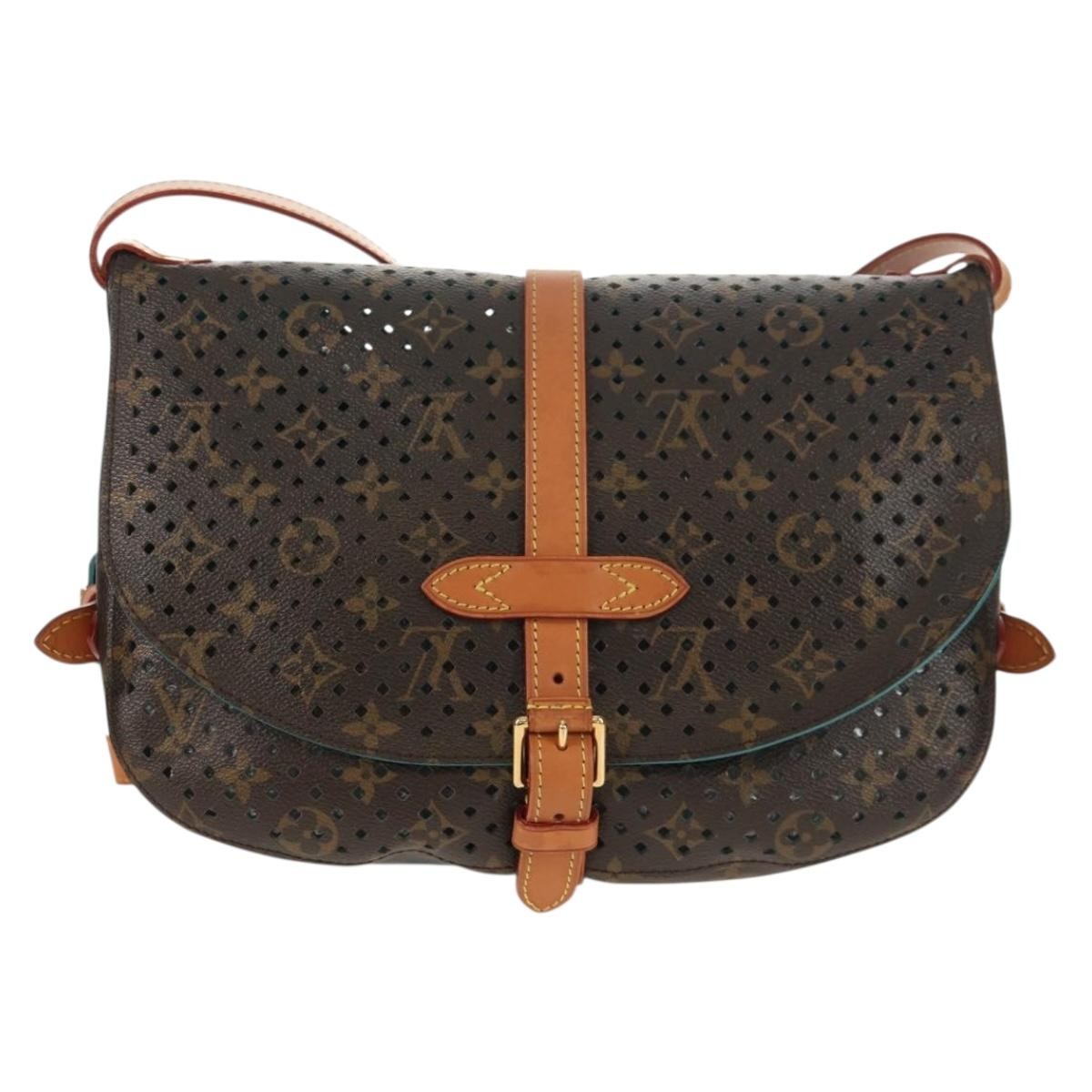 Louis Vuitton Flore Saumur Handbag Perforated Monogram Canvas Brown Canvas Shoulder Bag Bag (Pre-Loved)