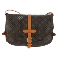 Louis Vuitton Flore Saumur Handbag Perforated Monogram Canvas Brown Canvas Shoulder Bag Bag (Pre-Loved)