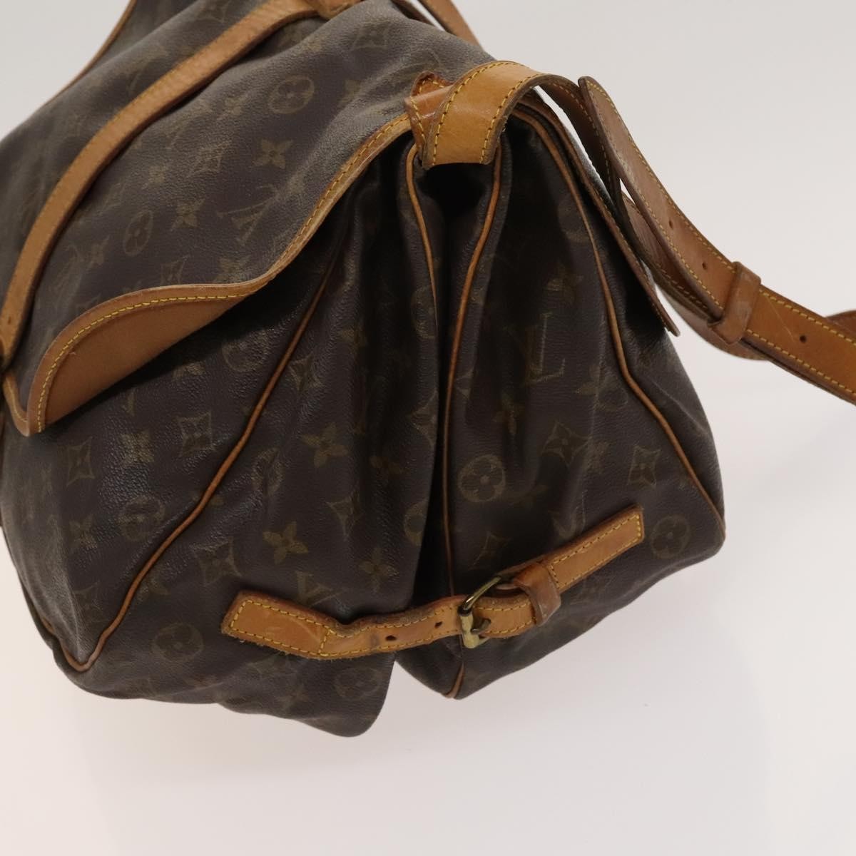 Louis Vuitton Saumur Handbag Monogram Canvas Brown Canvas Shoulder Bag Bag (Pre-Loved)
