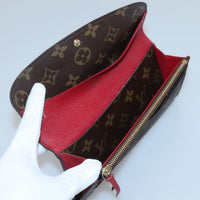 Louis Vuitton Emilie Wallet Monogram Canvas Red Canvas Wallets Accessory (Pre-Loved)