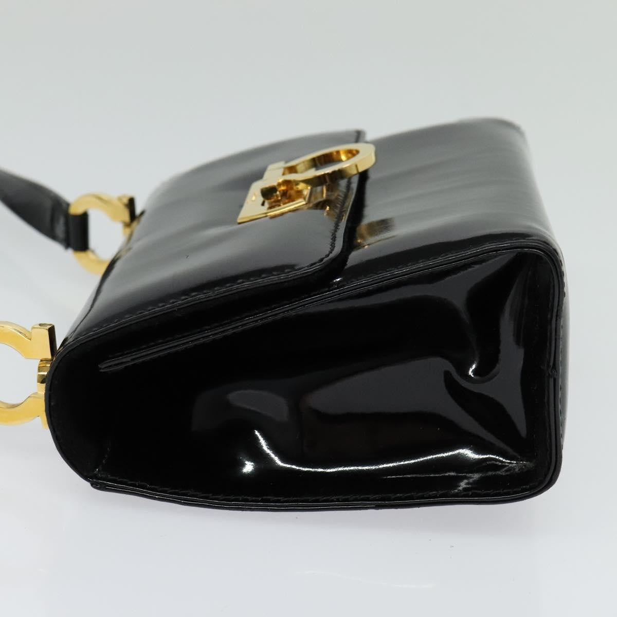 Salvatore Ferragamo Gancini Shoulder Bag Patent Leather Black Patent_Leather Shoulder Bag Bag (Authentic Pre-Loved)