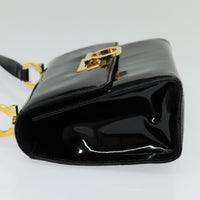 Salvatore Ferragamo Gancini Shoulder Bag Patent Leather Black Patent_Leather Shoulder Bag Bag (Authentic Pre-Loved)