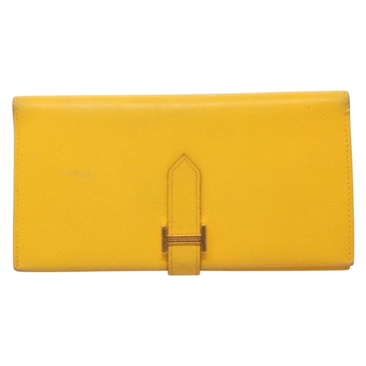 Hermes Bearn Wallet Epsom Yellow Leather Wallets Accessory (Pre-Loved)