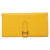 Hermes Bearn Wallet Epsom Yellow Leather Wallets Accessory (Pre-Loved)