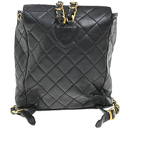 Chanel Duma Drawstring Backpack Quilted Leather Black Leather Backpack Bag (Authentic Pre-Loved)