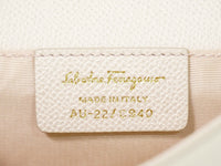 Salvatore Ferragamo Vara Bow Chain Flap Bag Leather Beige Leather Shoulder Bag Bag (Authentic Pre-Loved)