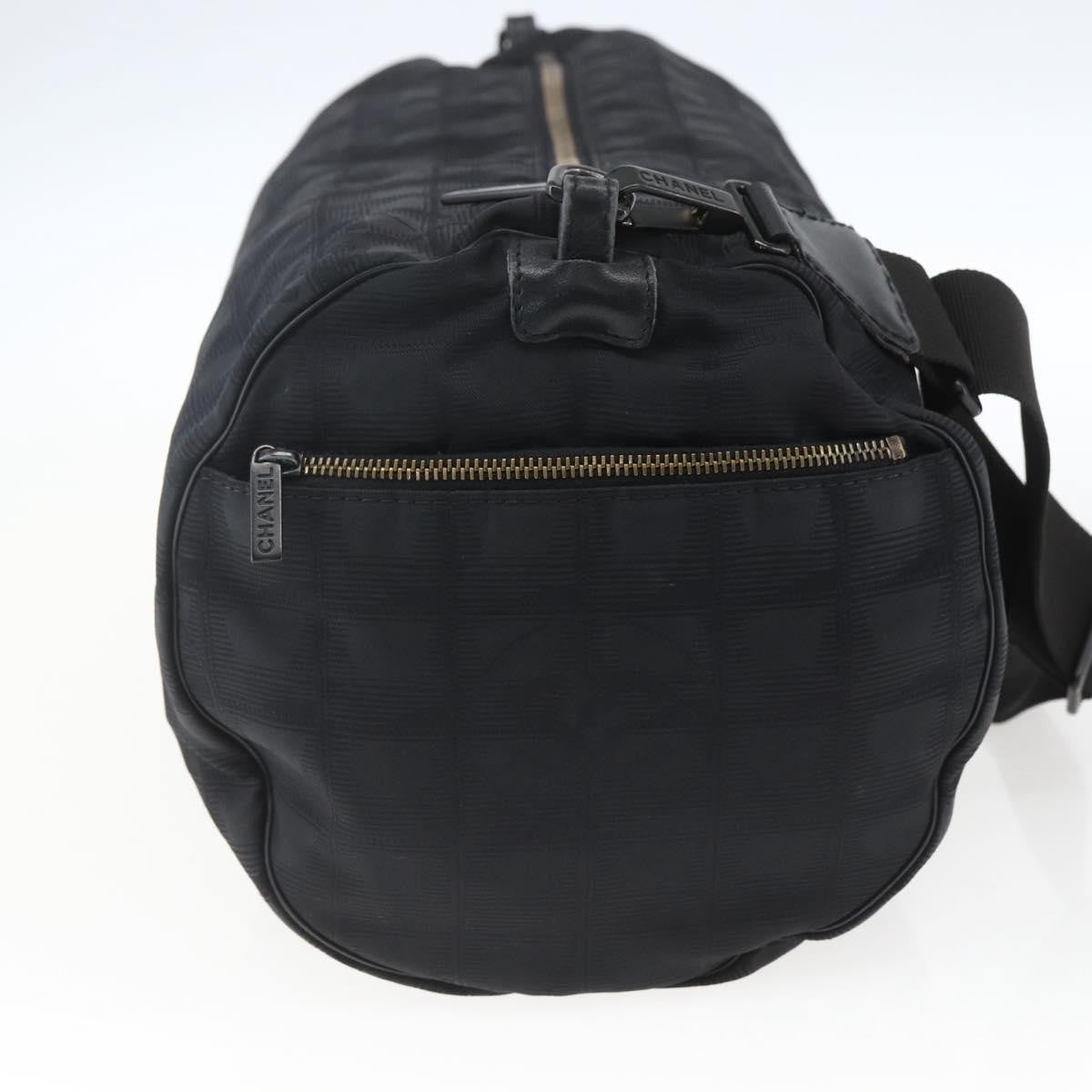 Chanel Travel Line Boston Bag Nylon Black Nylon Travel Bag Bag (Pre-Loved)