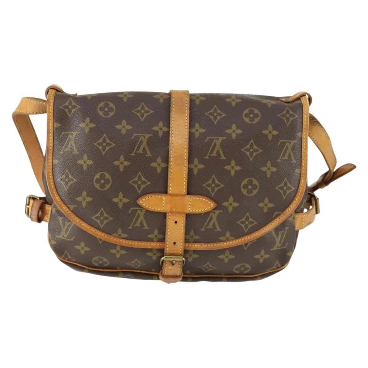 Louis Vuitton Saumur Handbag Monogram Canvas Brown Canvas Shoulder Bag Bag (Pre-Loved)