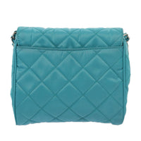Prada Pushlock Chain Flap Bag Quilted Tessuto Turquoise Nylon Shoulder Bag Bag (Pre-Loved)