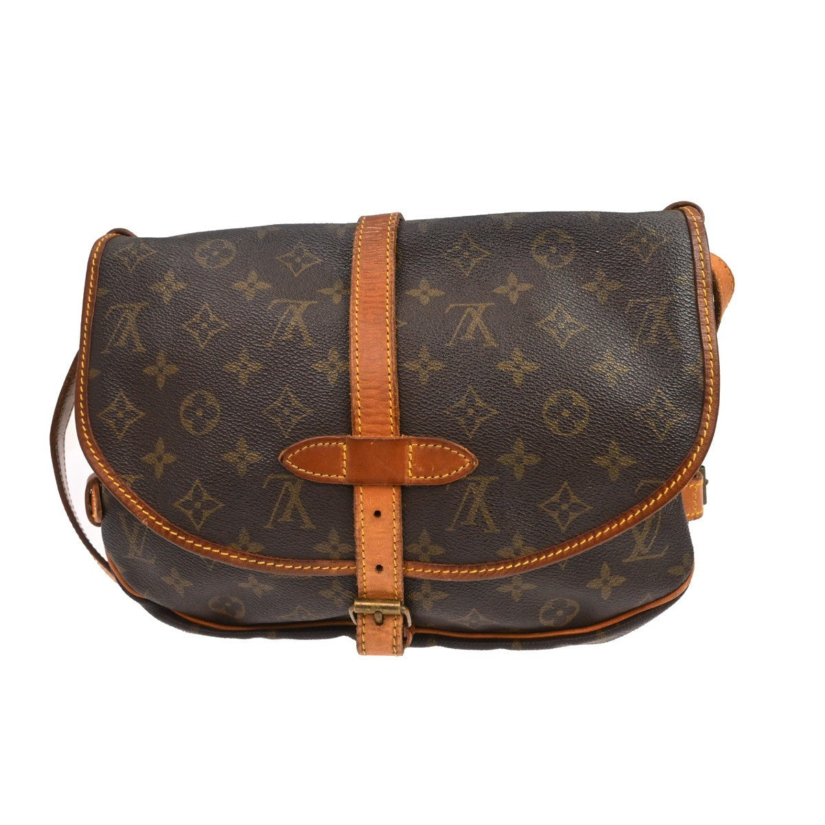 Louis Vuitton Saumur Handbag Monogram Canvas Brown Canvas Shoulder Bag Bag (Authentic Pre-Loved)