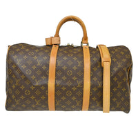 Louis Vuitton Keepall Bandouliere Bag Monogram Canvas Brown Canvas Travel Bag Bag (Pre-Loved)