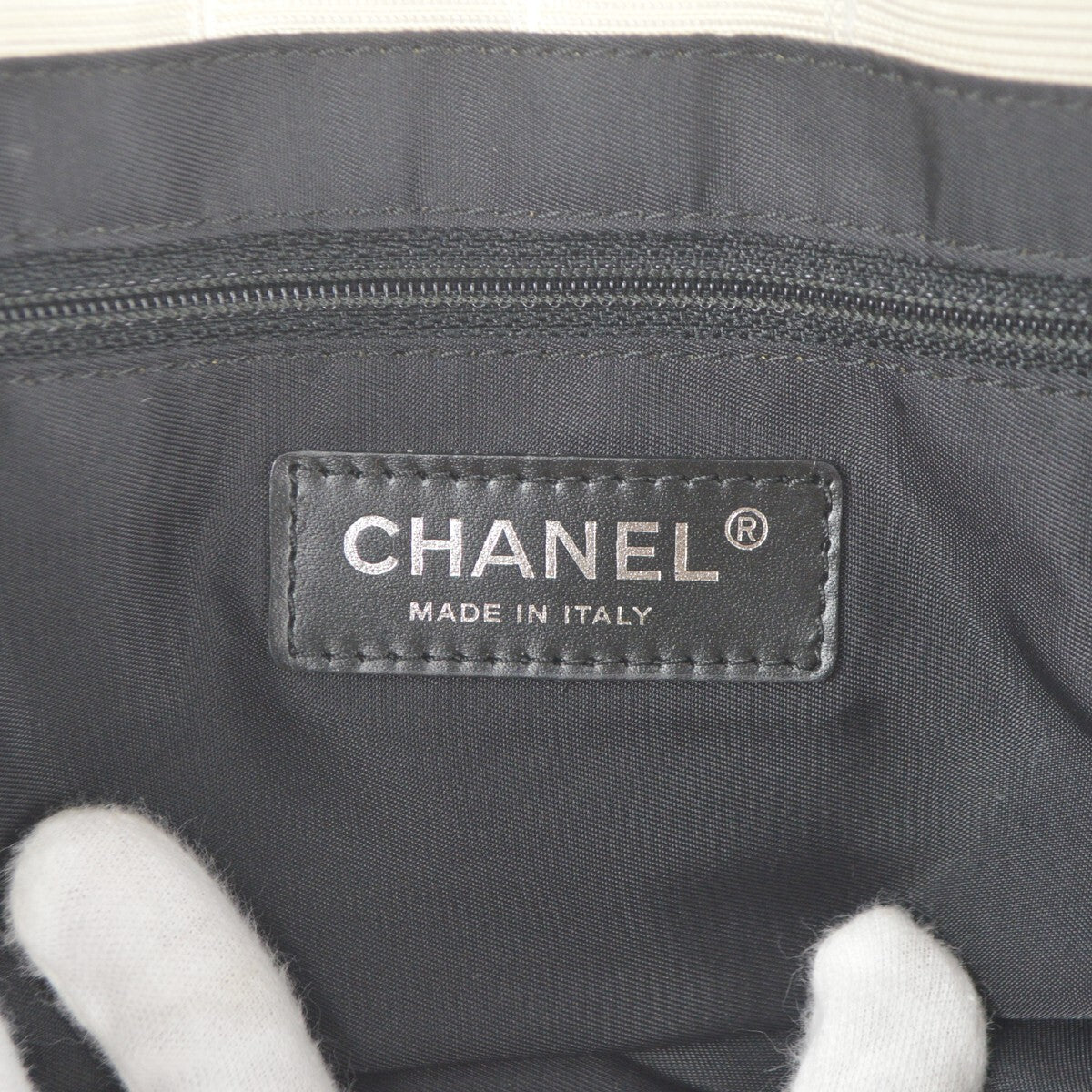 Chanel Travel Line Tote Nylon White Nylon Tote Bag Bag (Pre-Loved)