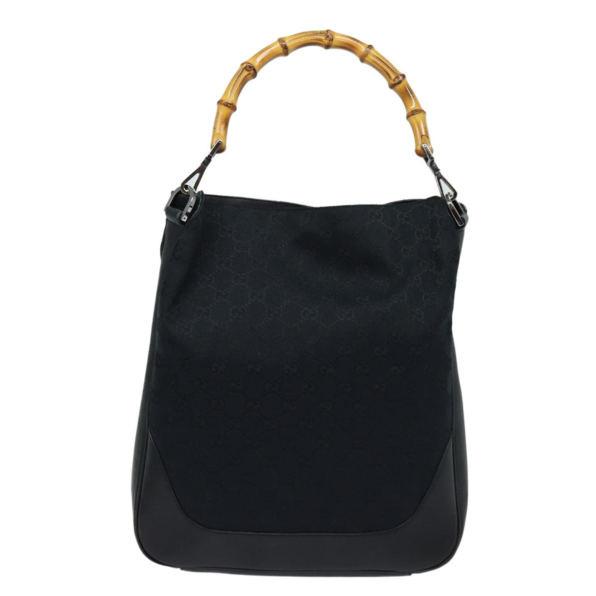 Gucci Bamboo Shoulder Bag Gg Canvas Black Canvas Shoulder Bag Bag (Pre-Loved)