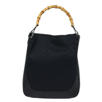 Gucci Bamboo Shoulder Bag Gg Canvas Black Canvas Shoulder Bag Bag (Pre-Loved)