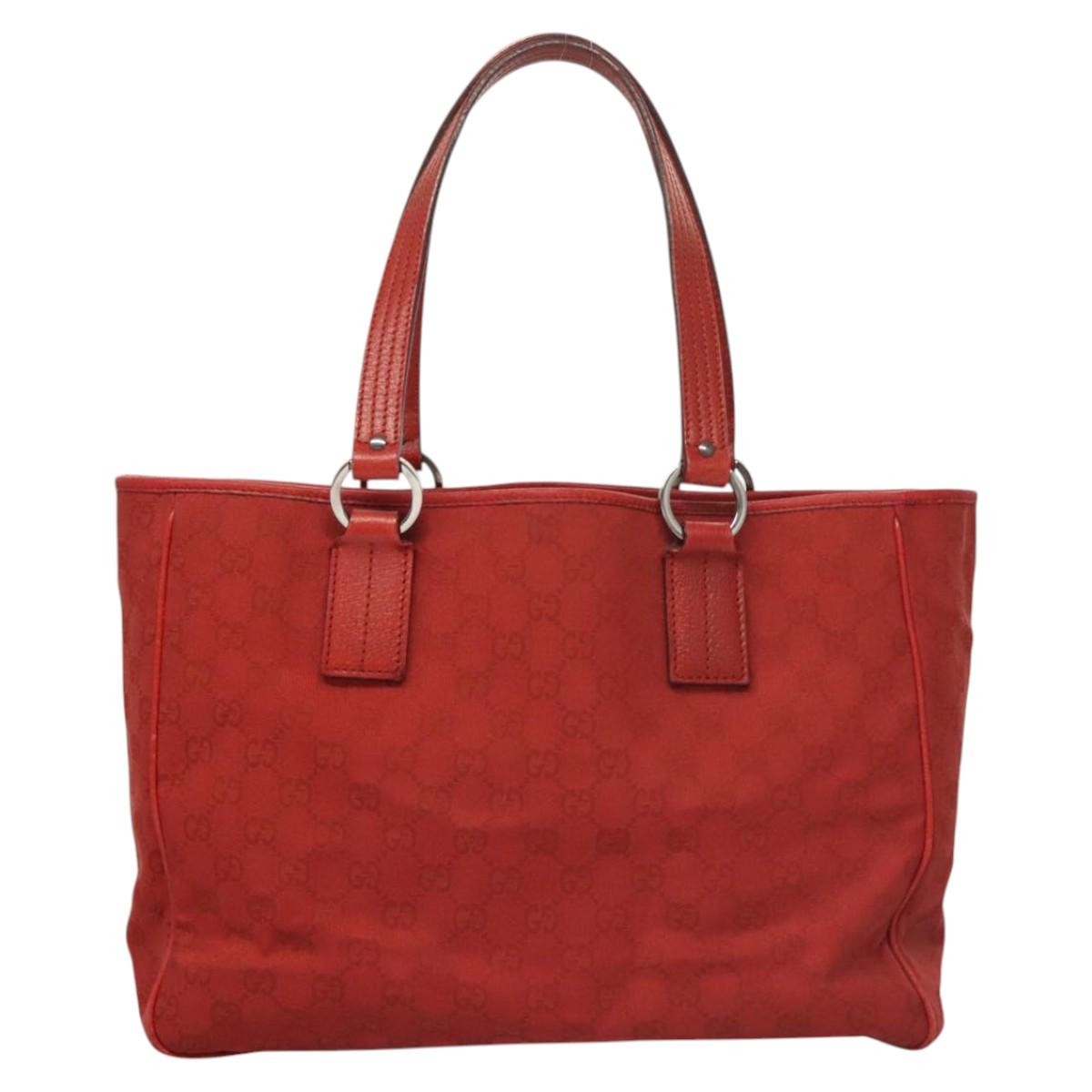 Gucci Vintage Open Tote Gg Canvas Red Canvas Tote Bag Bag (Authentic Pre-Loved)
