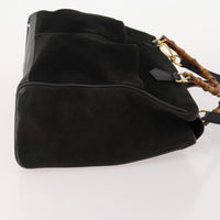 Gucci Vintage Diana Bamboo Top Handle Tote Ostrich Black Suede Tote Bag Bag (Authentic Pre-Loved)