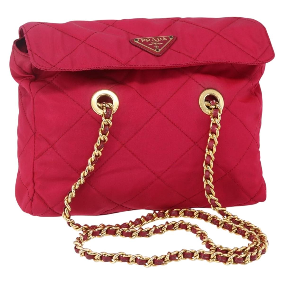 Prada Re-Edition 1995 Chain Tote Quilted Re-Nylon Pink Nylon Shoulder Bag Bag (Authentic Pre-Loved)
