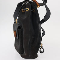 Gucci Vintage Bamboo Backpack Suede Navy Suede Backpack Bag (Authentic Pre-Loved)