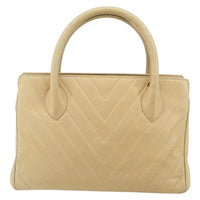 Chanel Vintage Convertible Tote Chevron Lambskin Beige Leather Tote Bag Bag (Authentic Pre-Loved)