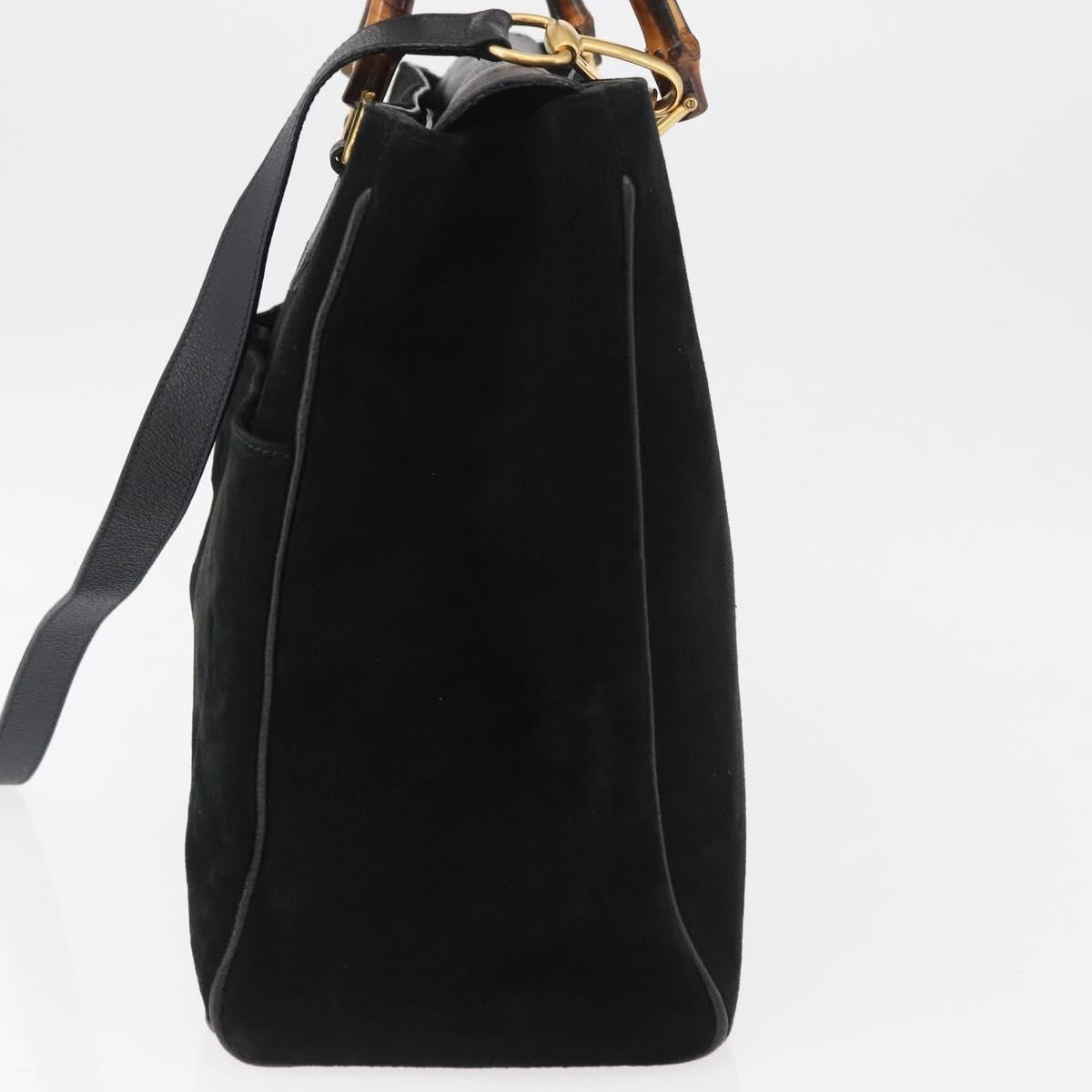 Gucci Bamboo Tote Bag Suede Black Suede Tote Bag Bag (Authentic Pre-Loved)