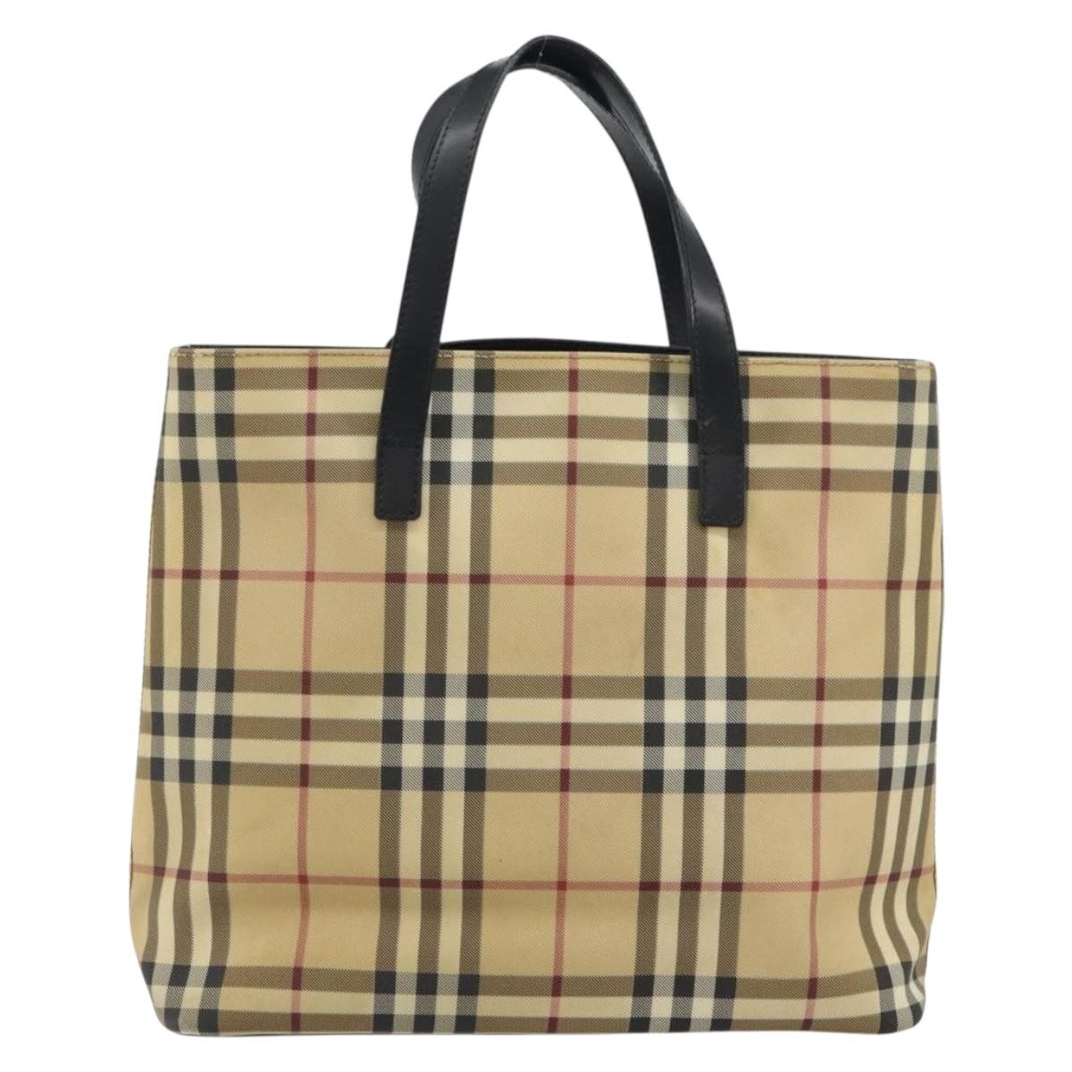 Burberry Nova Check Tote Canvas Check Pattern Beige Canvas Tote Bag Bag (Authentic Pre-Loved)