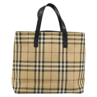 Burberry Nova Check Tote Canvas Check Pattern Beige Canvas Tote Bag Bag (Authentic Pre-Loved)