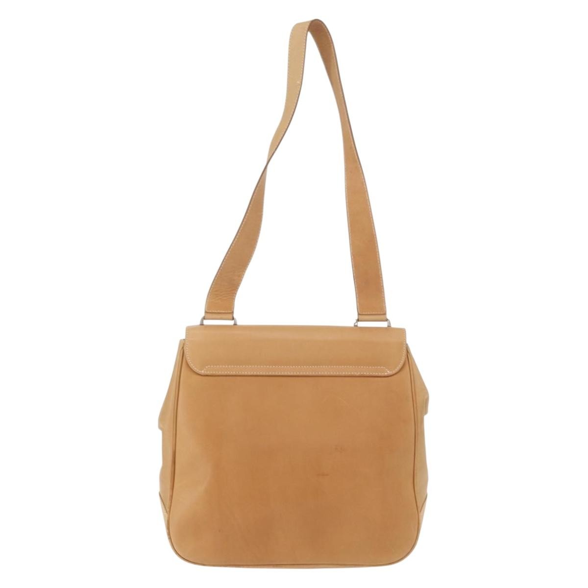 Salvatore Ferragamo Gancini Shoulder Bag Leather Beige Leather Shoulder Bag Bag (Pre-Loved)