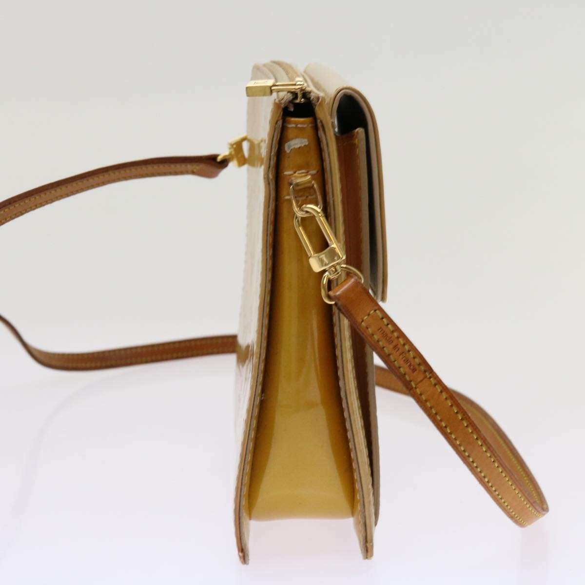 Louis Vuitton Mott Handbag Monogram Vernis Beige Patent_Leather Clutche & Pouche Bag (Authentic Pre-Loved)