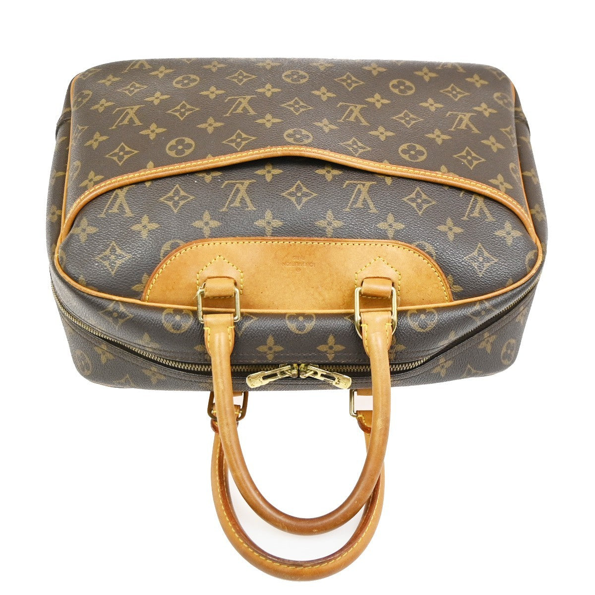 Louis Vuitton Louis Vuitton Deauville Handbag Monogram Canvas Brown Leather Handbag (Authentic Pre-Loved)