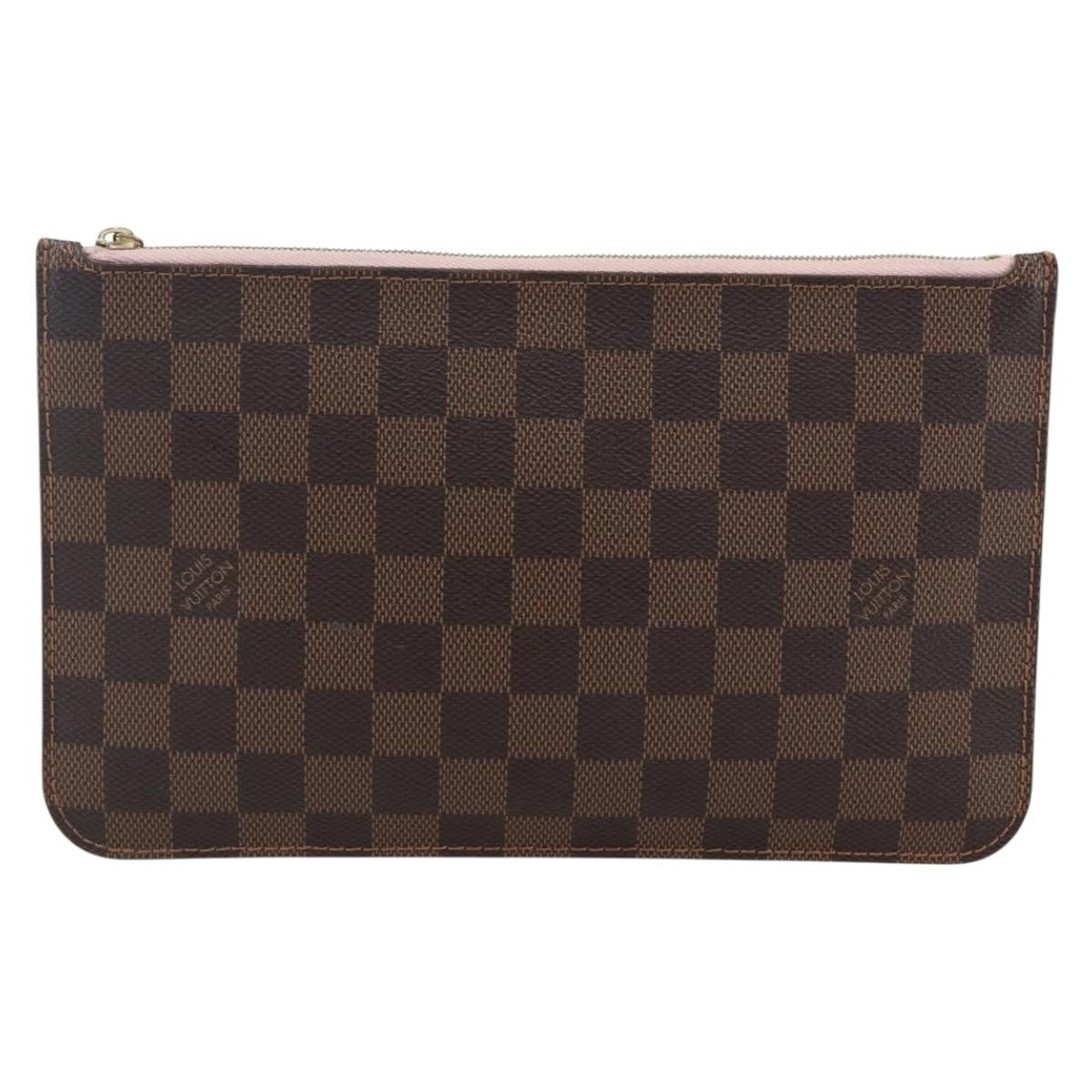Louis Vuitton Neverfull Pochette Damier Brown Canvas Clutche & Pouche Bag (Pre-Loved)