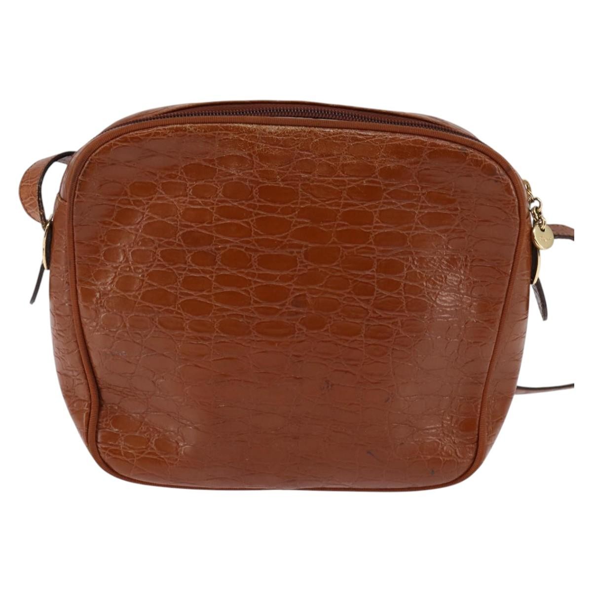 Salvatore Ferragamo Vala Shoulder Bag Leather Brown Leather Shoulder Bag Bag (Authentic Pre-Loved)