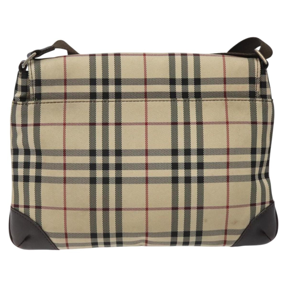 Burberry Nova Check Shoulder Bag Canvas And Leather Beige Canvas Shoulder Bag Bag (Pre-Loved)