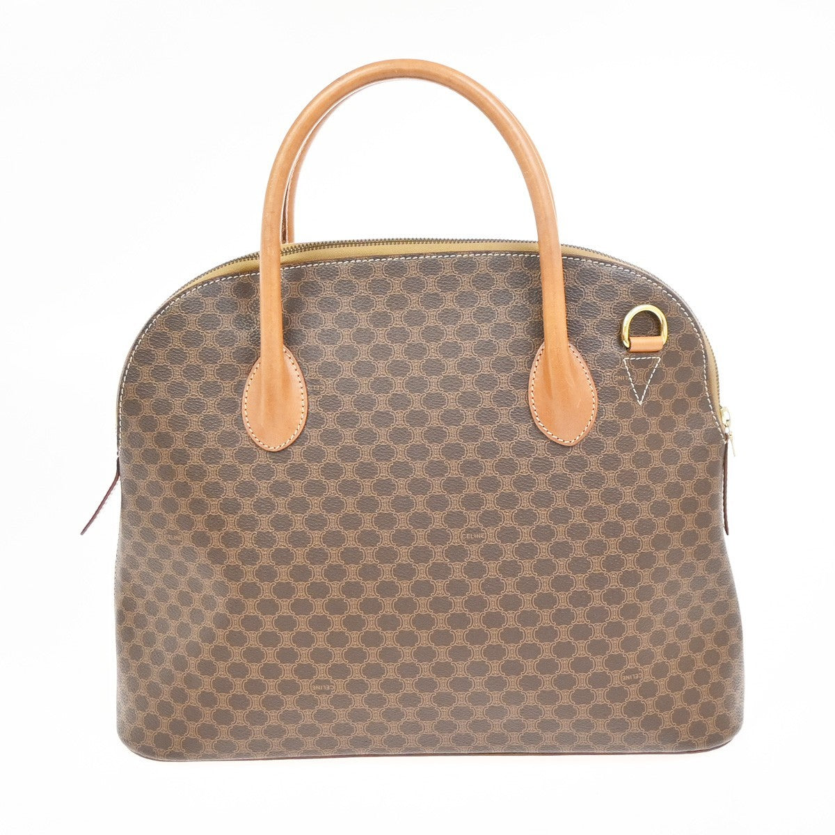 Celine Vintage Macadam Handbag Canvas And Leather Brown Canvas Handbag (Authentic Pre-Loved)