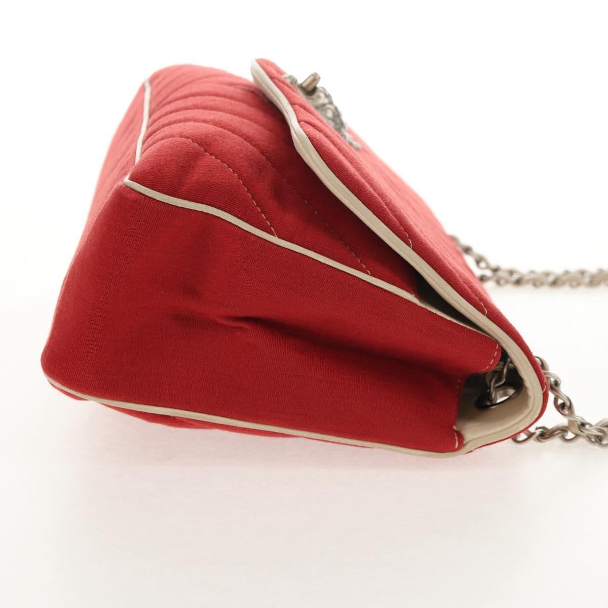 Chanel Leo Lion Flap Bag Chevron Jersey Red Cotton Shoulder Bag Bag (Authentic Pre-Loved)