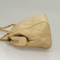 Chanel Chain Shoulder Bag Leather Beige Leather Shoulder Bag Bag (Pre-Loved)