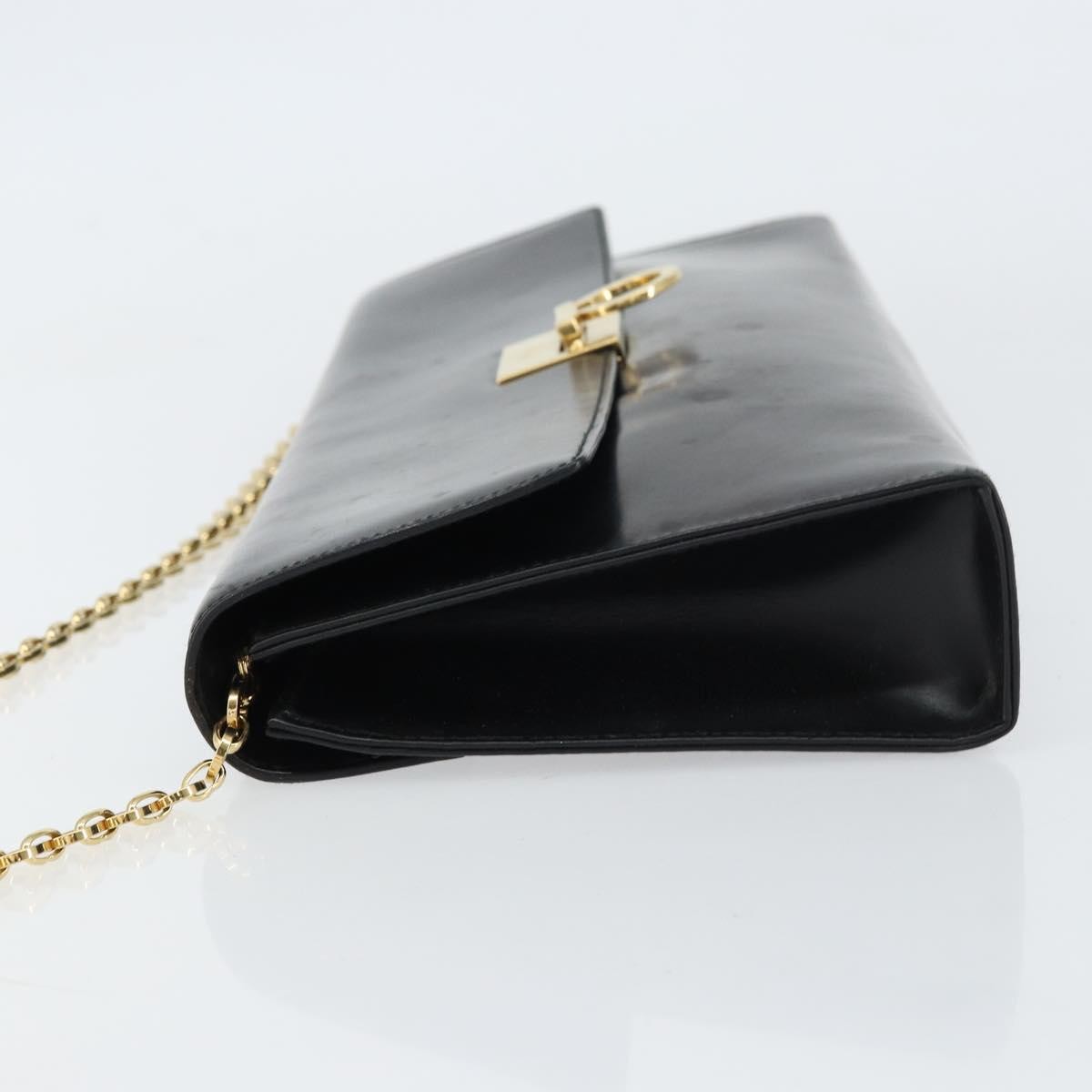 Salvatore Ferragamo Gancini Chain Shoulder Bag Leather Black Leather Shoulder Bag Bag (Pre-Loved)