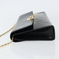 Salvatore Ferragamo Gancini Chain Shoulder Bag Leather Black Leather Shoulder Bag Bag (Pre-Loved)