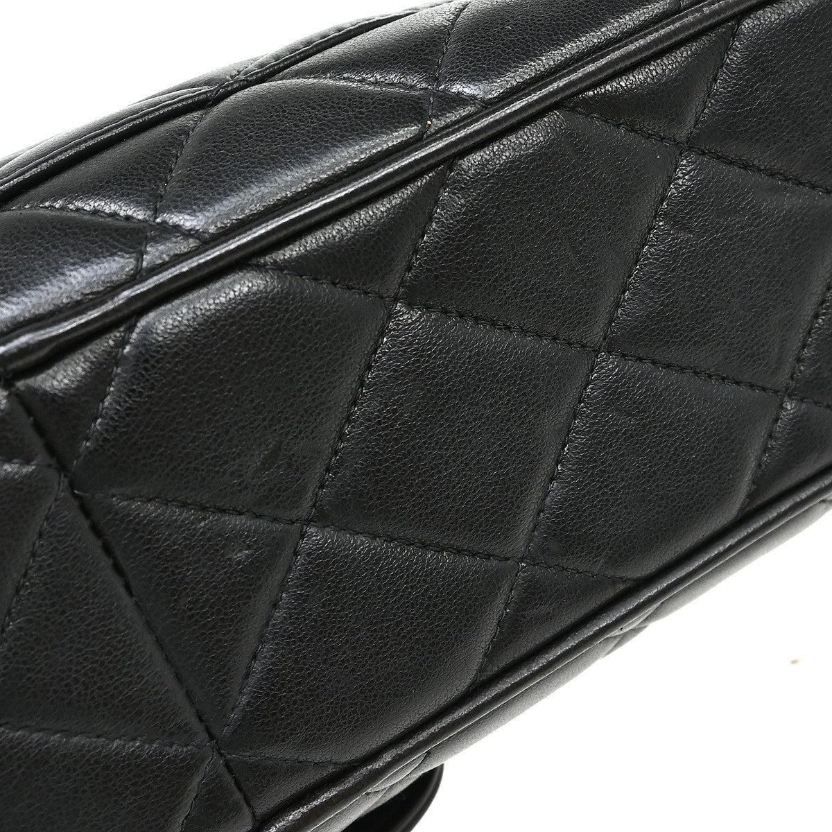 Chanel Vintage Square Classic Single Flap Bag Quilted Lambskin Black Leather Shoulder Bag Bag (Authentic Pre-Loved)