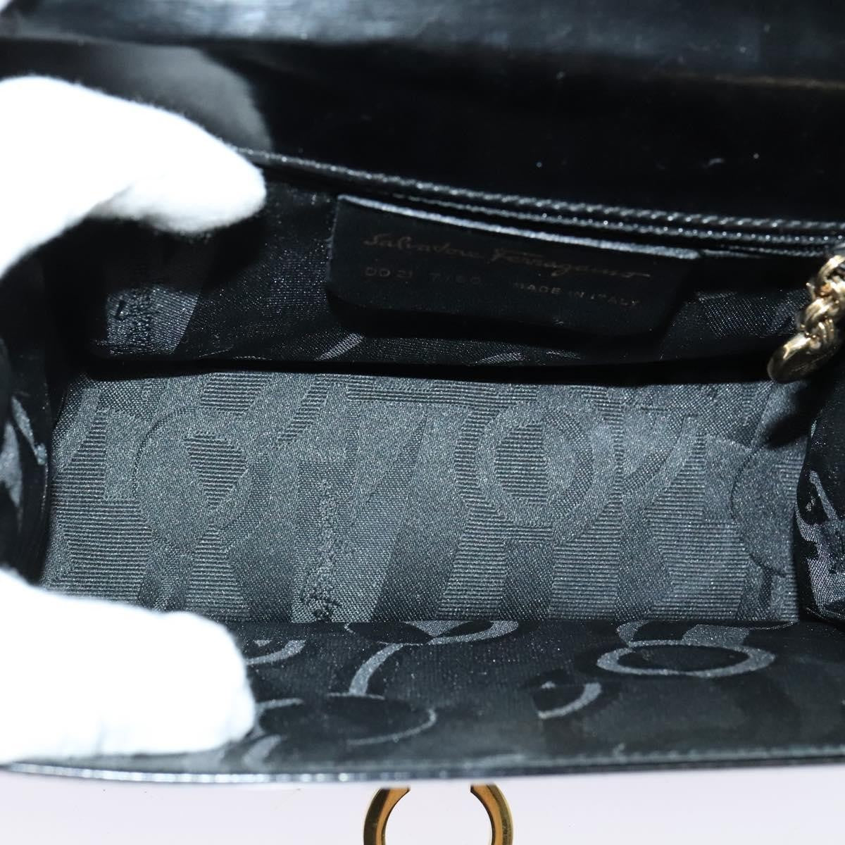 Salvatore Ferragamo Gancini Shoulder Bag Patent Leather Black Patent_Leather Shoulder Bag Bag (Pre-Loved)