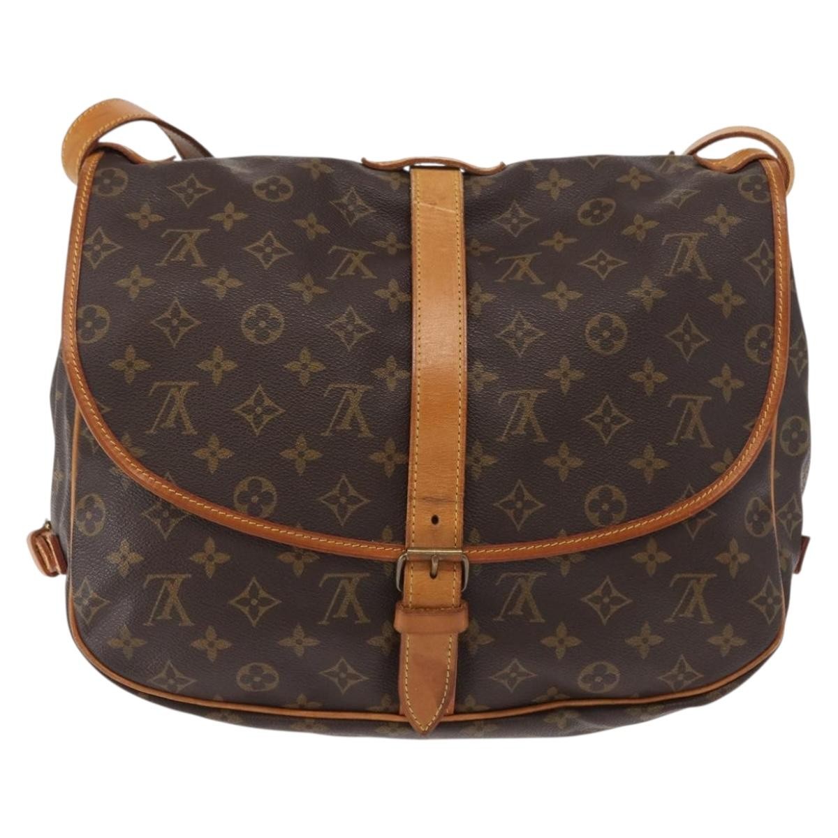 Louis Vuitton Saumur Handbag Monogram Canvas Brown Canvas Shoulder Bag Bag (Pre-Loved)