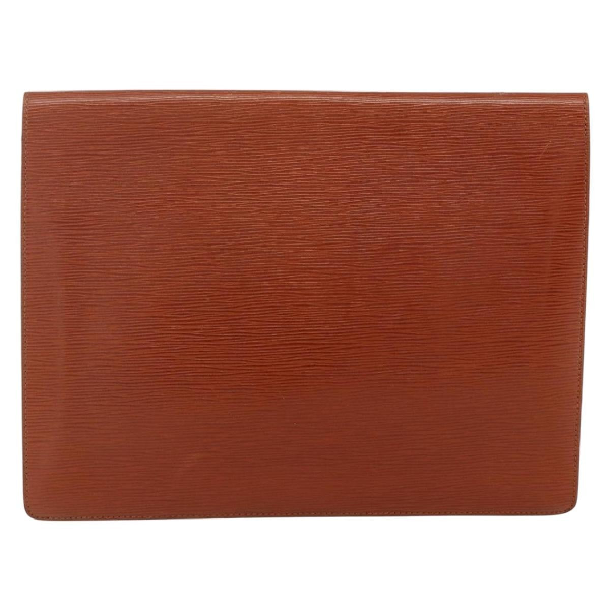 Louis Vuitton Porte-Documents Senateur Bag Epi Leather Brown Leather Clutche & Pouche Bag (Authentic Pre-Loved)