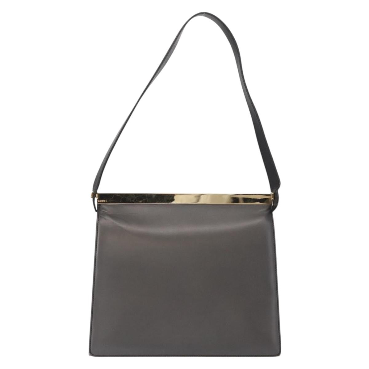 Gucci Vintage Shoulder Bag Leather Black Leather Shoulder Bag Bag (Authentic Pre-Loved)