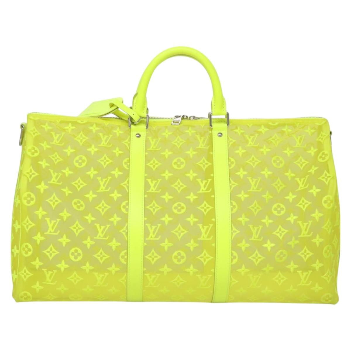 Louis Vuitton Keepall Bandouliere Bag Monogram See Through Mesh Yellow Canvas Travel Bag Bag (Pre-Loved)