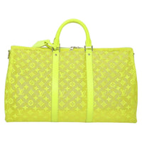 Louis Vuitton Keepall Bandouliere Bag Monogram See Through Mesh Yellow Canvas Travel Bag Bag (Pre-Loved)