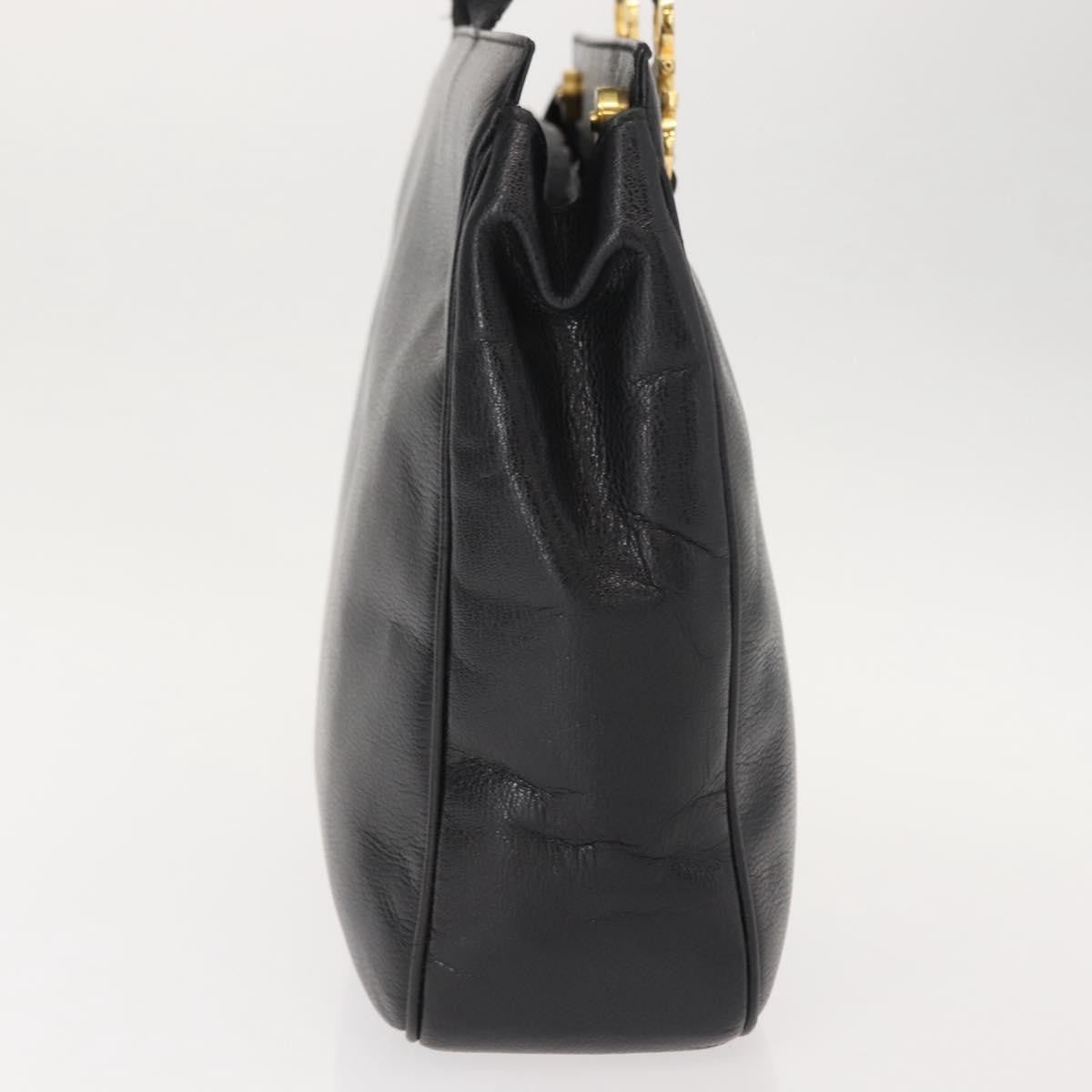 Salvatore Ferragamo Gancini Tote Leather Black Leather Tote Bag Bag (Authentic Pre-Loved)